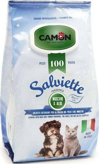 Καθαριστικά Μαντηλάκια Σκύλου Camon με Άρωμα Aloe 100τμχ
